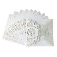 Wholesale White Laser Holder Rose Pattern Invitation Card